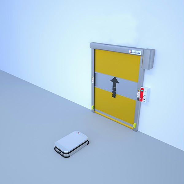 西朗门业快速卷帘门AGV小车联动 西朗门业快速卷帘门AGV小车联动